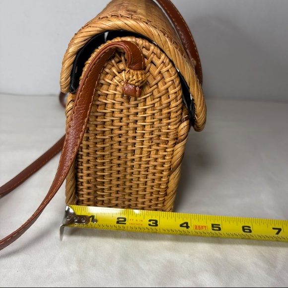 Handwoven Rattan Small Crossbody Bag/Purse Basket Lined Handmade Boho - Picture 14 of 15